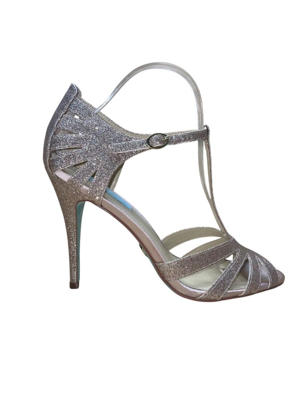 Blue By Betsey Johnson Women’s Champagne Glitter SB-Tee T-Strap Heels Size 10